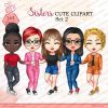 Denim girl clipart, Customizable Soul Sisters clipart, Best friends clipart 4 Sisters
