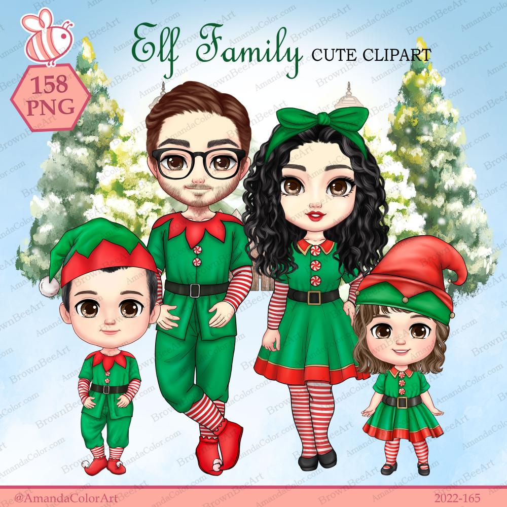 Elf Family Clipart, Chibi Clipart 1 Family