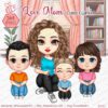 Mother clipart, Children clipart, Love Mom Clipart, Sitting Family, Chibi clipart 4 chibi clipart