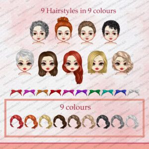 Mother and Daughters, Woman's arms crossed, Chibi clipart 1 mother 2