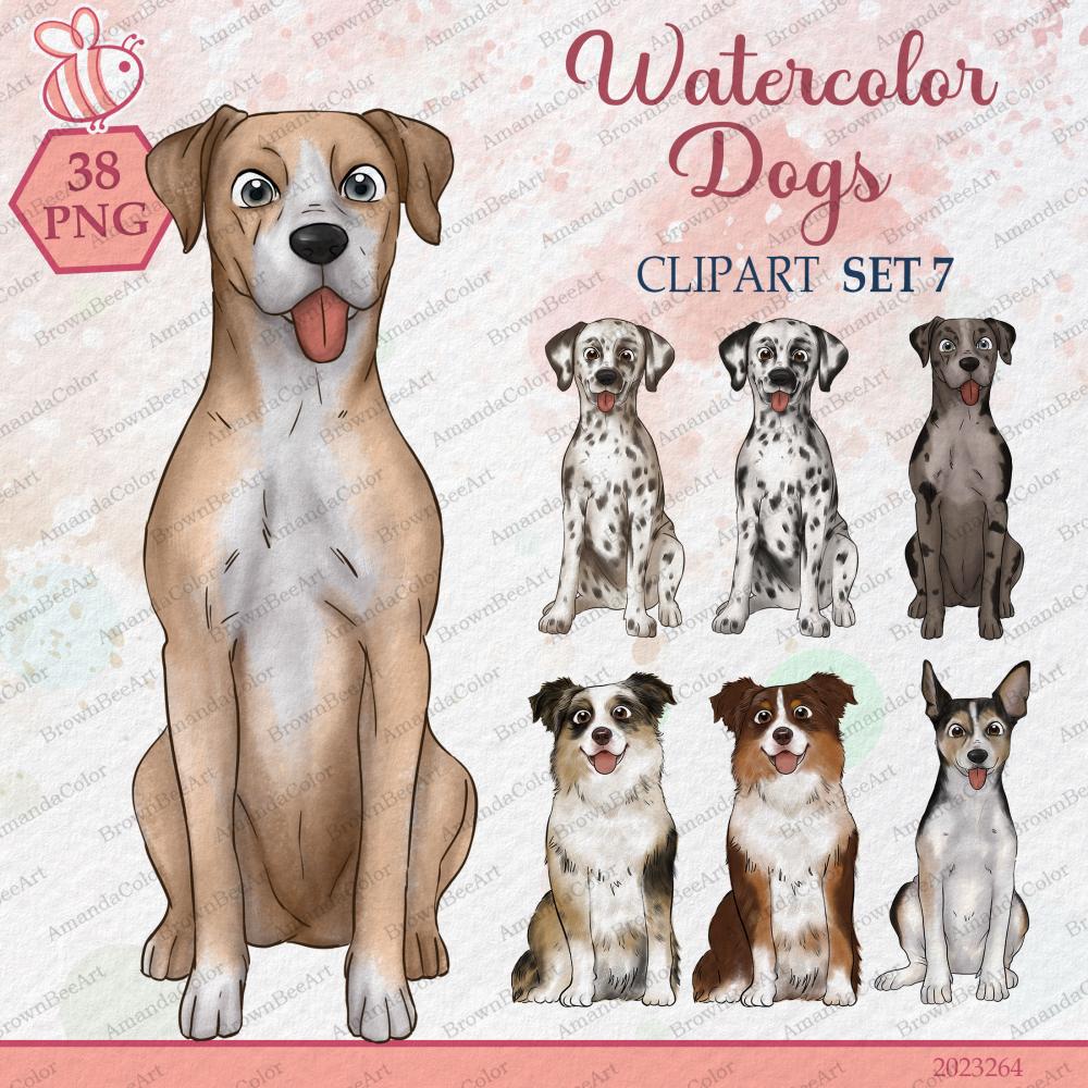 Dog Sitting Clipart – Set 7, Cute Animals Illustration 1 dog clipart