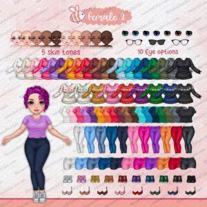 Custom Friend Group Set, Besties Clipart, Anime 6 sister clipart