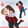 Personalized Christmas Couple Clipart, Couple Winter clipart 22 couple christmas