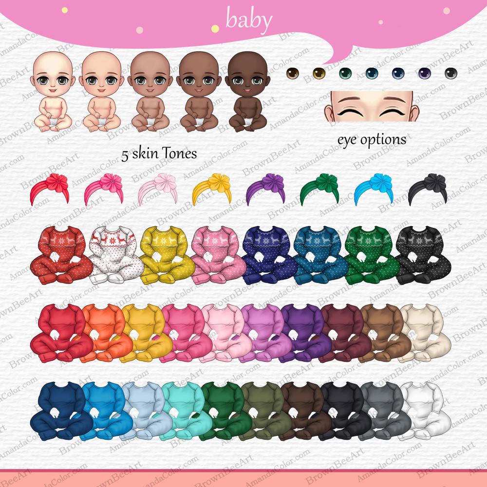 Christmas Family Chibi Portraits Clipart, Family sitting clipart, Merry Christmas 2 family christmas