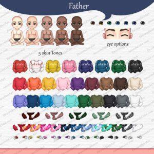 Christmas Family Chibi Portraits Clipart, Family sitting clipart, Merry Christmas 14 family christmas