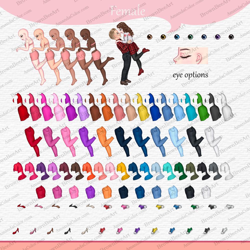 Personalized Couple Clipart, Valentine's day clipart, Happy couple, Anime clipart 3 couple valentine clipart