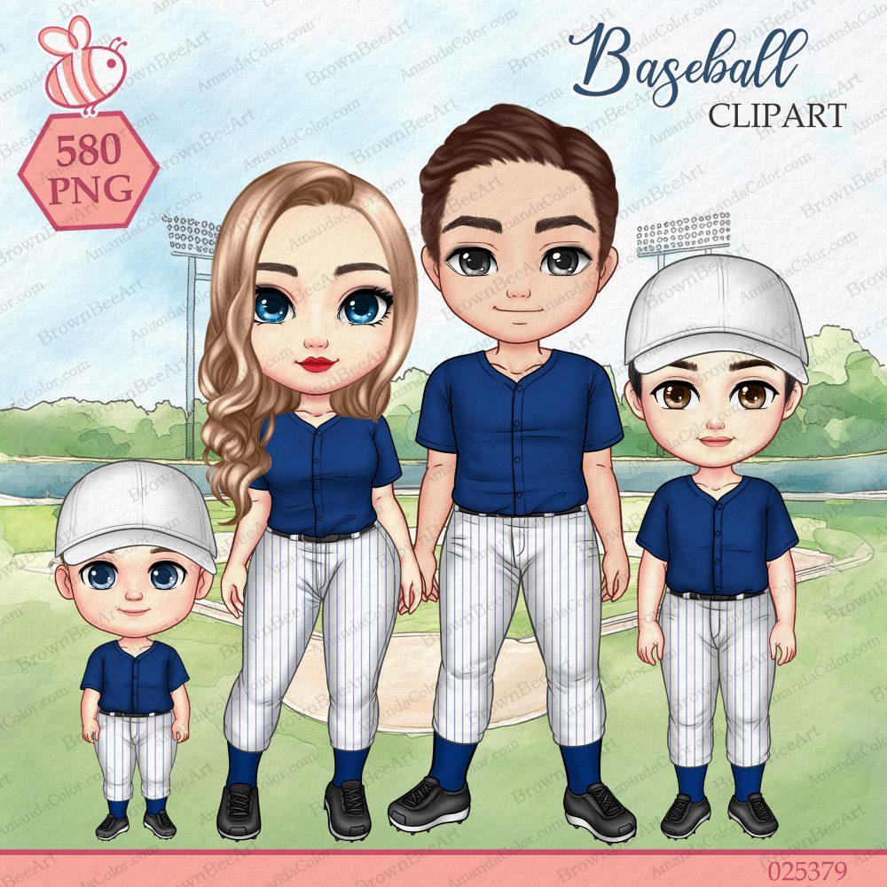 Baseball Family clipart, Baseball clipart, Softball Family, Sports Clipart, Chibi clipart, Personalized Gift for Family 1 baseball clipart