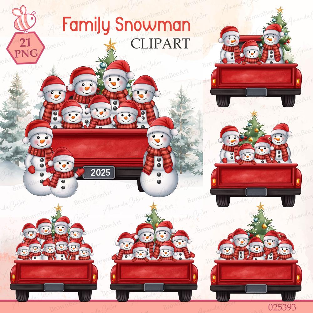 Personalized Snowman Family Clipart, Custom Christmas PNG, Winter Digital Download Gift 1 Snowman Family Clipart