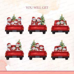Personalized Snowman Family Clipart, Custom Christmas PNG, Winter Digital Download Gift 9 Snowman Family Clipart