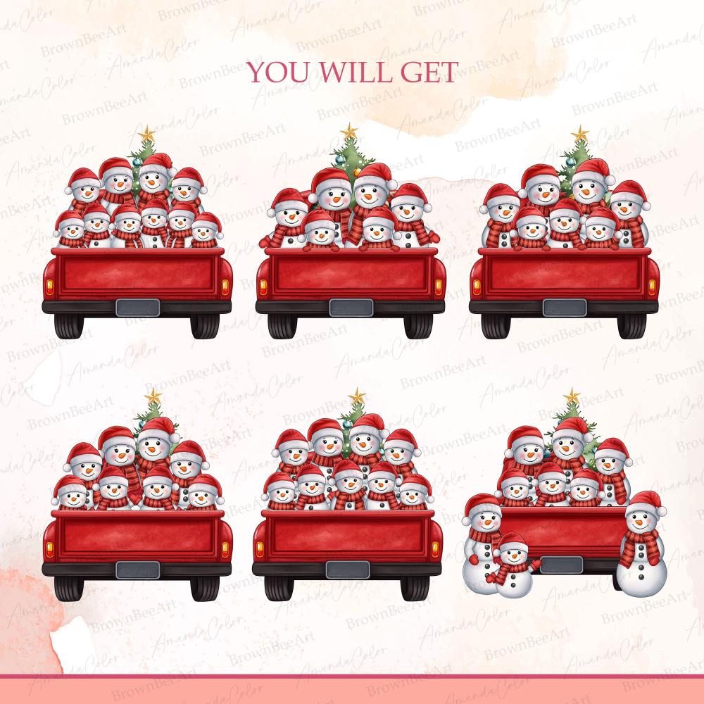 Personalized Snowman Family Clipart, Custom Christmas PNG, Winter Digital Download Gift 2 Snowman Family Clipart