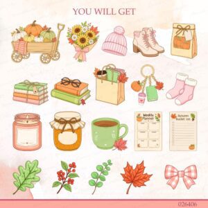 fall bookish clipart